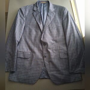 Peter Millar 100% Wool Blue Gingham Blazer Jacket Nwot 42R